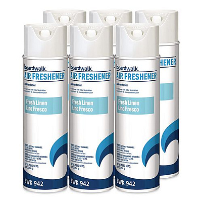 Aerosol Air Freshener, Fresh Linen, 10 oz Aerosol Spray, 6/Carton (942)