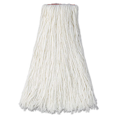 Rubbermaid Commercial Premium Cut-End Rayon Mop Head, 20oz, White, 1" Orange Band, 12/carton (F417WHI)