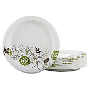 Dixie Pathways Soak-Proof Shield Mediumweight Paper Plates, Dispenser Box, 8.5" dia, Green/Burgundy, 300/Pack (UX9PATHPBBX)