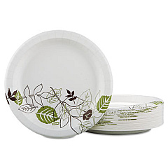 Dixie Pathways Soak-Proof Shield Mediumweight Paper Plates, Dispenser Box, 8.5" dia, Green/Burgundy, 300/Pack (UX9PATHPBBX)