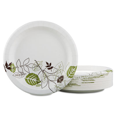 Dixie Pathways Soak-Proof Shield Mediumweight Paper Plates, Dispenser Box, 8.5" dia, Green/Burgundy, 300/Pack (UX9PATHPBBX)
