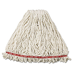 Rubbermaid Commercial Web Foot Wet Mop Head, Shrinkless, Cotton/Synthetic, White, Large, 6/Carton (A213WHI)