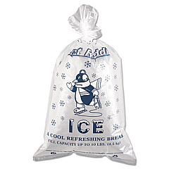 Inteplast Group Ice Bags with Twist-Ties, Ice: Penguin Icon Labeling, 10 lb Capacity, 12" x 21", Clear, 1,000/Carton (IC1221)
