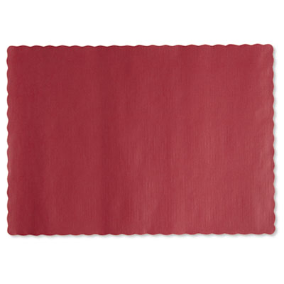 Hoffmaster Placemats, Smooth Surface, Scalloped Edges, 13.5" x 9.5", Red, 1,000/Carton (310521)