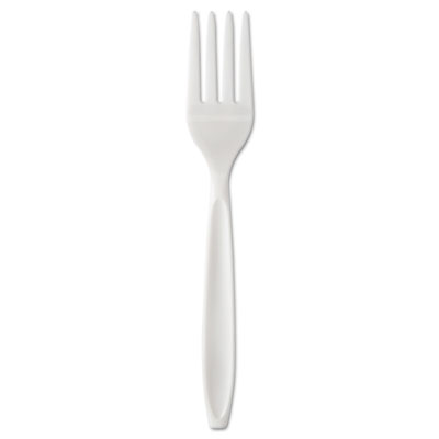 Dart INDIVIDUALLY WRAPPED RELIANCE MEDIUM HEAVY WEIGHT CUTLERY, FORK, WHITE, 1,000/CARTON (RSW1)