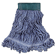 Rubbermaid Commercial Super Stitch Blend Mop Head, Cotton/Synthetic, Medium, Blue, 6/Carton (D252BLU)