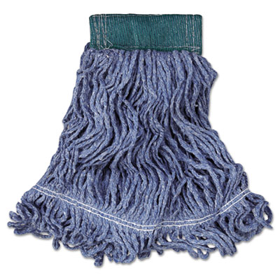 Rubbermaid Commercial Super Stitch Blend Mop Head, Cotton/Synthetic, Medium, Blue, 6/Carton (D252BLU)