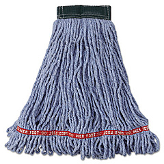 Rubbermaid Commercial Web Foot Wet Mop Head, Shrinkless, Cotton/Synthetic, Medium, Blue, 6/Carton (A252BLU)