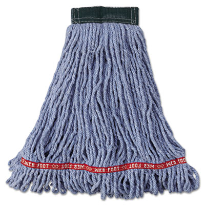 Rubbermaid Commercial Web Foot Wet Mop Head, Shrinkless, Cotton/Synthetic, Medium, Blue, 6/Carton (A252BLU)