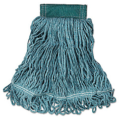 Rubbermaid Commercial Super Stitch Blend Mop Head, Cotton/Synthetic, Medium,  Green, 6/Carton (D252GRE)