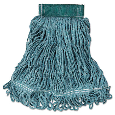 Rubbermaid Commercial Super Stitch Blend Mop Head, Cotton/Synthetic, Medium,  Green, 6/Carton (D252GRE)