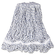 Rubbermaid Commercial Web Foot Premium Finish Mop Head, White, Med, Cotton/Synthetic, 1". White Headband, 6/Carton (A412)