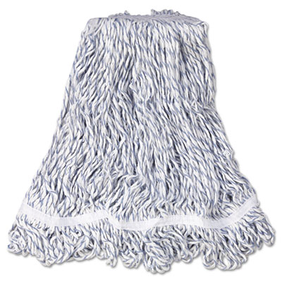 Rubbermaid Commercial Web Foot Premium Finish Mop Head, White, Med, Cotton/Synthetic, 1". White Headband, 6/Carton (A412)