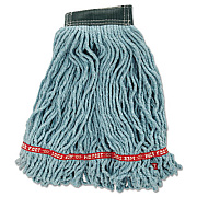 Rubbermaid Commercial Web Foot Wet Mop Head, Shrinkless, Cotton/Synthetic, Medium, Green, 6/Carton (A252GRE)