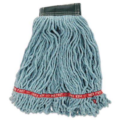 Rubbermaid Commercial Web Foot Wet Mop Head, Shrinkless, Cotton/Synthetic, Medium, Green, 6/Carton (A252GRE)