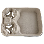 Chinet StrongHolder Molded Fiber Cup/Food Tray, 8 oz to 44 oz, Two Cups + Food Tray, Beige, 100/Carton (20990CT)