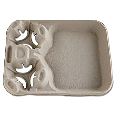 Chinet StrongHolder Molded Fiber Cup/Food Tray, 8 oz to 44 oz, Two Cups + Food Tray, Beige, 100/Carton (20990CT)
