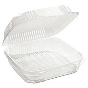 Pactiv Evergreen ClearView SmartLock Hinged Lid Container, 49 oz, 8.2 x 8.3 x 2.9, Clear, Plastic, 200/Carton (YCI81120)
