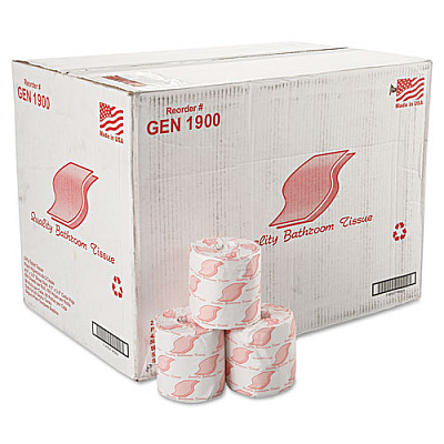GEN STANDARD BATH TISSUE, SEPTIC SAFE, 2-PLY, WHITE, 4.5 X 3.5, 500 SHEETS/ROLL (GEN1900)