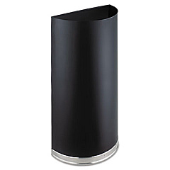 Safco Half-Round Receptacle, 15 gal, Steel, Black (9940BL)