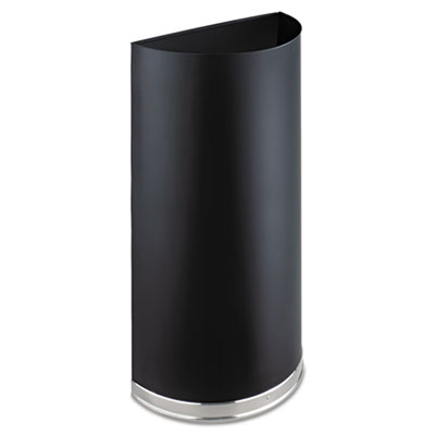 Safco Half-Round Receptacle, 15 gal, Steel, Black (9940BL)