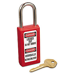Master Lock Lightweight Zenex Safety Lockout Padlock, 1 1/2" Wide, Red, 2 Keys, 6/box (411RED)