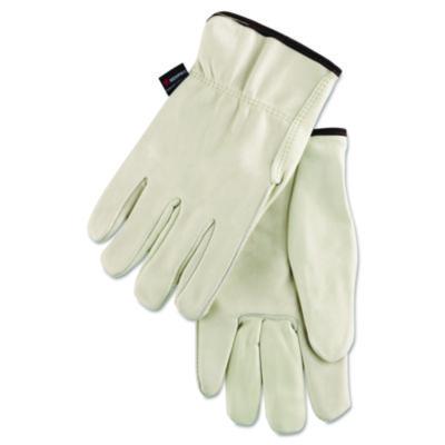 MCR Safety Premium Grade Leather Insulated Driver Gloves, Fleece Lining, Gunn Cut, Straight Thumb, Large, Cream, 12 Pairs (3250L)