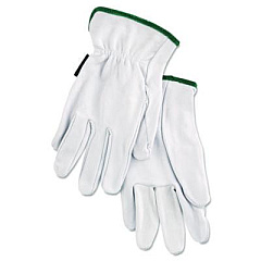 MCR Safety Grain Goatskin Driver Gloves, Gunn Cut, Straight Thumb, Medium, White, 12 Pairs (3601M)