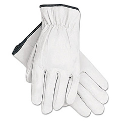 MCR Safety Grain Goatskin Driver Gloves, Gunn Cut, Straight Thumb, X-Large, White, 12 Pairs (3601XL)