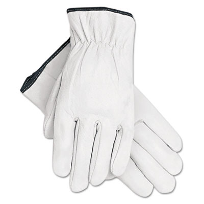 MCR Safety Grain Goatskin Driver Gloves, Gunn Cut, Straight Thumb, X-Large, White, 12 Pairs (3601XL)