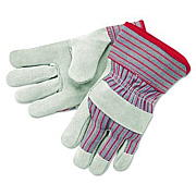 MCR Safety Economy Grade Leather Gloves, Gunn Cut, Wing Thumb, X-Large, White/Red, 12 Pairs (1200XL)