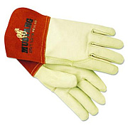MCR Safety Mustang Leather MIG/TIG Welding Work Gloves, ANSI Level 2 Heat Resistance, Gunn Cut, Wing Thumb, Medium, Tan/Brown, 12 Pairs (4950M)