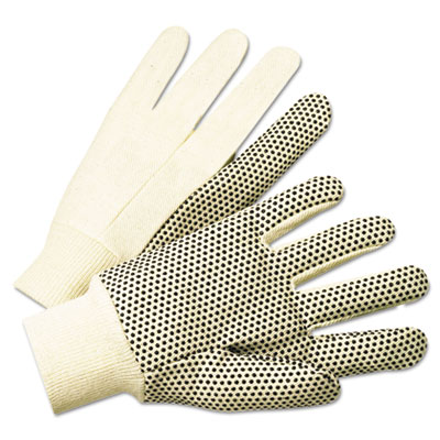 Anchor Brand 1000 Series Pvc Dotted Canvas Gloves, White/black, Large, 12 Pairs (ANR1005)