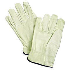 MCR Safety Unlined Pigskin Driver Gloves, Gunn Cut, Straight Thumb, X-Large, Cream, 12 Pairs (3400XL)