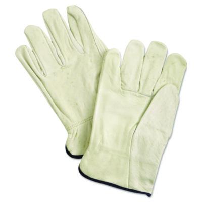 MCR Safety Unlined Pigskin Driver Gloves, Gunn Cut, Straight Thumb, X-Large, Cream, 12 Pairs (3400XL)