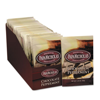 PapaNicholas Coffee Premium Hot Cocoa, Chocolate Peppermint, 24/Carton (79424)