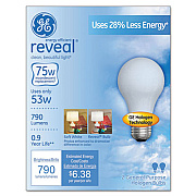 GE REVEAL A19 LIGHT BULB, 53 W, 2/PACK (63008)