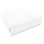 SCT White One-Piece Non-Window Bakery Boxes, 10 x 10 x 2.5, White, Paper, 250/Carton (0969)