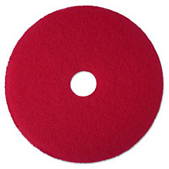 3M Low-Speed Buffer Floor Pads 5100, 12" Diameter, Red, 5/Carton (08387)