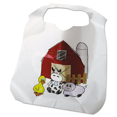 Atlantis Plastics Disposable Child-Size Poly Bibs, Zoo/farm Pattern, Children's, 250/carton (2BBCZF)