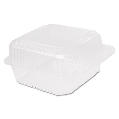 Dart StayLock Clear Hinged Lid Containers, 6.5 x 6.1 x 3, Clear, Plastic, 125/Pack, 4 Packs/Carton (C25UT1)