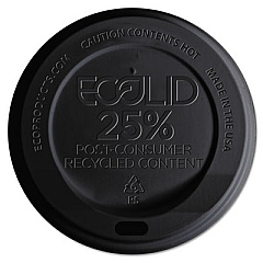Eco-Products EcoLid 25% Recycled Content Hot Cup Lid, Fits 10 oz to 20 oz Hot Cups, Plastic, Black, 100/Pack, 10 Packs/Carton (EPHL16BR)