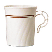 WNA Masterpiece Plastic Mugs, 8 oz, Ivory with Gold Print, 8/Pack, 24 Pack/Carton (CWM8192IPREM)