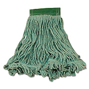 Rubbermaid Commercial Super Stitch Blend Mop Heads, Cotton/Synthetic, Medium, Green,  6/Carton (D212GRE)