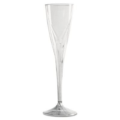 WNA Classicware One-Piece Champagne Flutes, 5 oz, Clear, Plastic, 10/Pack, 10 Packs/Carton (CWSC5)