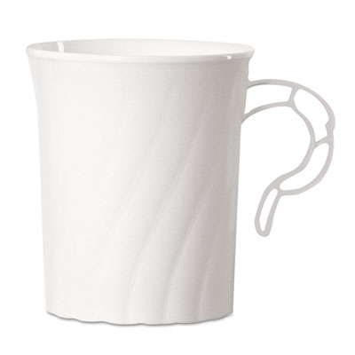 WNA Classicware Plastic Mugs, 8 oz, White, 8/Pack, 24 Packs/Carton (CWM8192W)