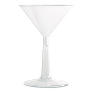 WNA Comet Plastic Martini Glasses, Two-Piece Construction, 6 oz, Clear, 12/Pack, 8 Packs/Carton (MT696)