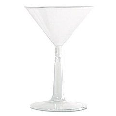 WNA Comet Plastic Martini Glasses, Two-Piece Construction, 6 oz, Clear, 12/Pack, 8 Packs/Carton (MT696)