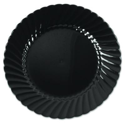 WNA Classicware Plastic Plates, 6" dia, Black, 10/Pack, 18 Packs/Carton (CW6180BK)