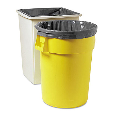 Rubbermaid Commercial LINEAR LOW DENSITY CAN LINERS, 50 GAL, 2 MIL, 45" X 47", GRAY, 100/CARTON (502888GRA)